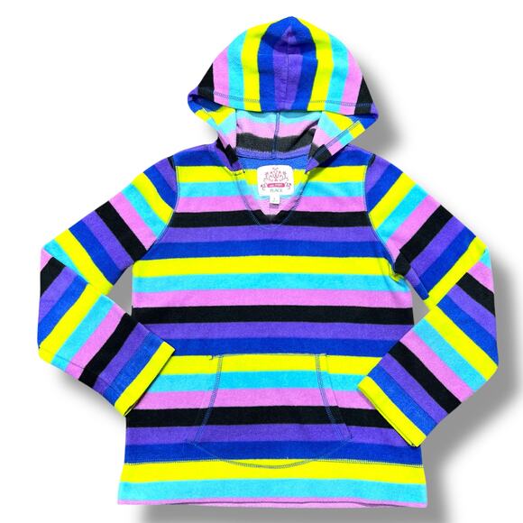 Place Girls Fleece Hoodie Pullover Hooded Sweatshirt Striped Colorful Large - Picture 1 of 7